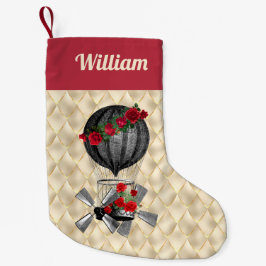 Steampunk Airship med Röd ros jul Liten Julstrumpa