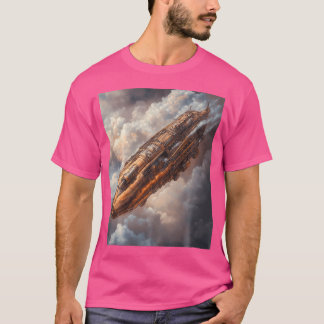 Steampunk Airship Soaring Fantasy Art T Shirt