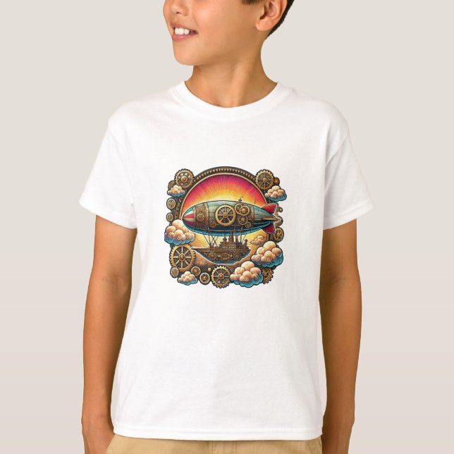 Steampunk Airship T Shirt (Framsida)