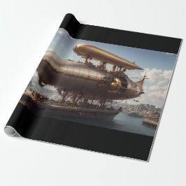 Steampunk Airship vid landning Presentpapper