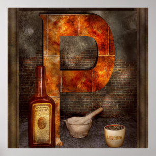 Steampunk - alfabet - P är för apotek Poster