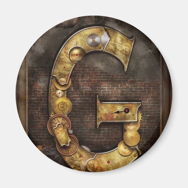 Steampunk - Alfabetet - G är för Kugghjul Magnet (Framsidan)