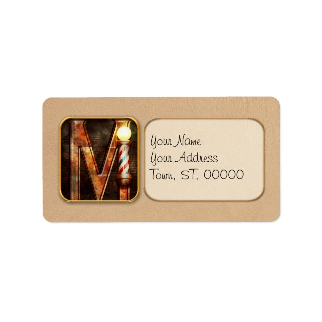 Steampunk - Alfabetet - M är för Mustasch Adressetikett (Framsidan)