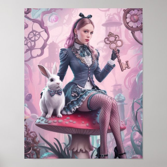 Steampunk Alice i Wonderland Poster (Framsidan)