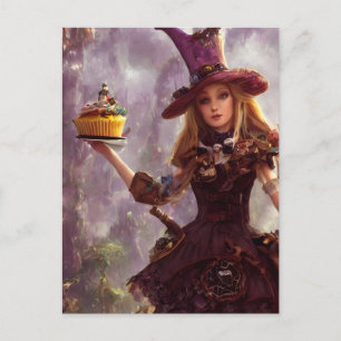Steampunk Alice med en Cupcuke Vykort