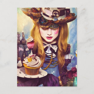 Steampunk Alice med Muffinsar Vykort