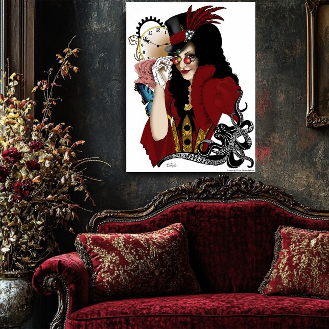 Steampunk allt i Red Poster (Skapare uppladdad)