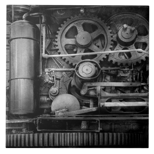 Steampunk - Allvarligt Stål Kakelplatta (Framsidan)
