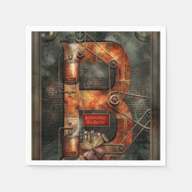 Steampunk - Alphabet - B är för Bälte Pappersservett (Framsidan)