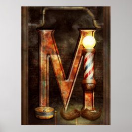 Steampunk - Alphabet - M är för Mustache Poster