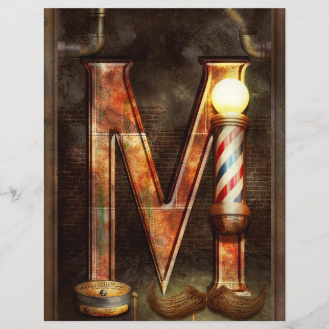 Steampunk - Alphabet - M är för Mustache Reklamblad (Framsidan)