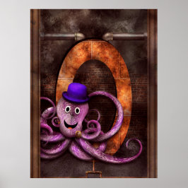 Steampunk - Alphabet - O är för Octopus Poster