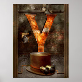 Steampunk - Alphabet - Y är för Gult Goggles Poster
