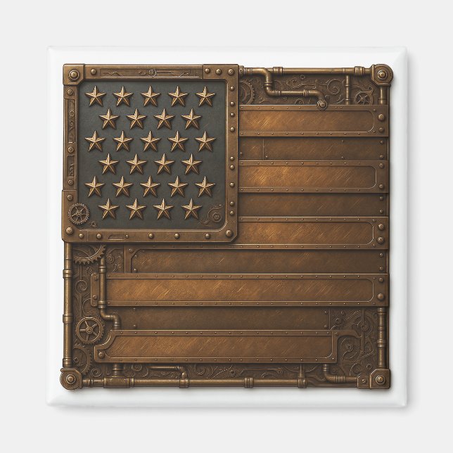 Steampunk American Flag. Magnet (Framsidan)