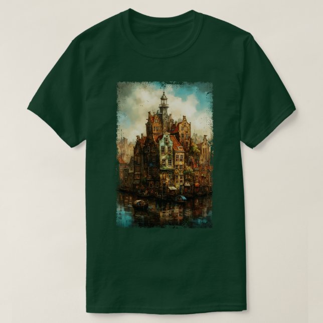 Steampunk Amsterdam Skyline 1 T Shirt (Design framsida)