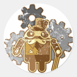 Steampunk Android used-Look Runt Klistermärke