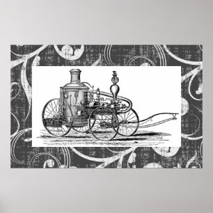 Steampunk ånga avfyrar motorn poster
