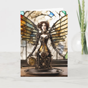 Steampunk Angel Blandat media Blank Insida Kort
