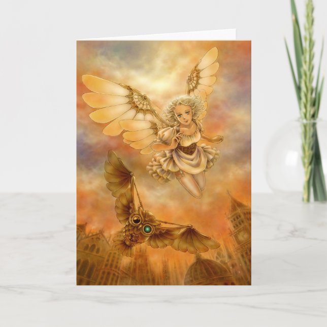 Steampunk Angel Fantasy-gratulationskort Kort (Framsida)