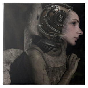 Steampunk ängel kakelplatta