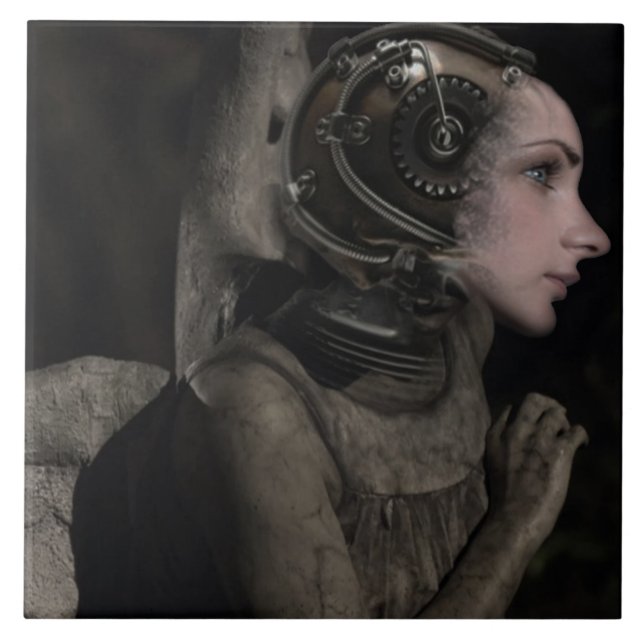 Steampunk ängel kakelplatta (Framsidan)