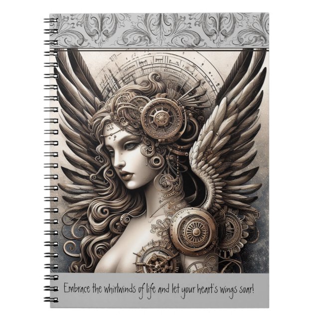 Steampunk Angel och Quote Anteckningsbok (Framsidan)