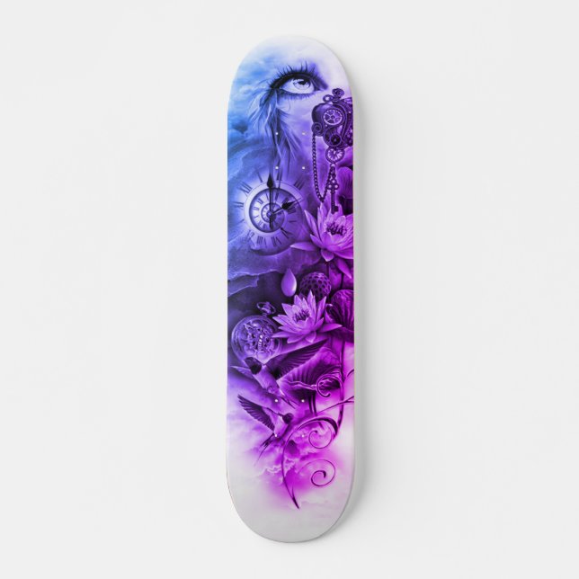 Steampunk ängeldäck mini skateboard bräda 18,5 cm (Framsida)