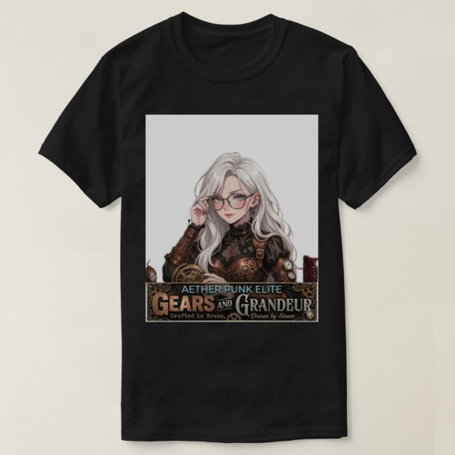Steampunk Anime Flickvän Streetwear - Aether Punk  T Shirt (Design framsida)