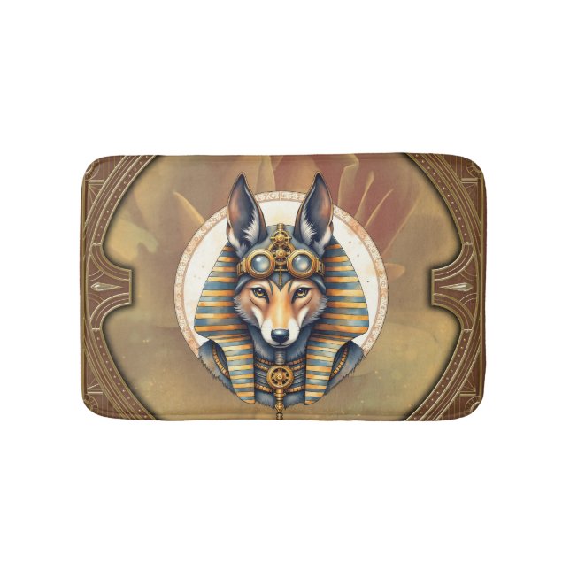 Steampunk Anubis Fox Porträtt Badrumsmatta (Framsidan)