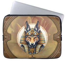 Steampunk Anubis Fox Porträtt Laptop Fodral
