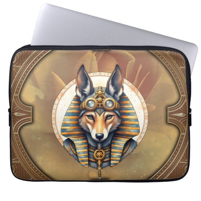 Steampunk Anubis Fox Porträtt Laptop Fodral (Framsidan)
