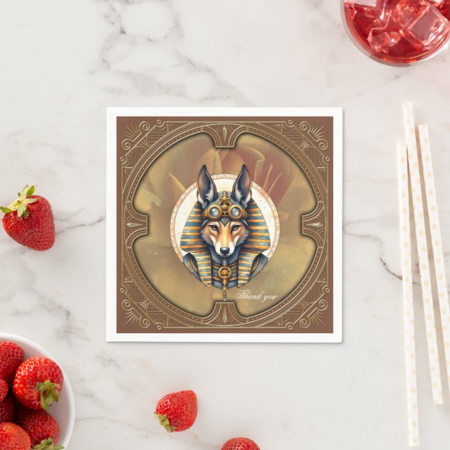 Steampunk Anubis Fox Porträtt Pappersservett (Insitu)