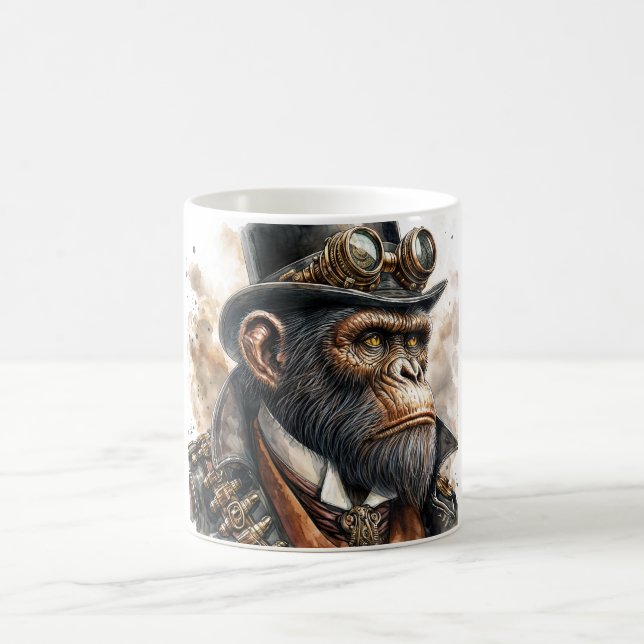 Steampunk Ape Watercolor Art Kaffemugg (Center)