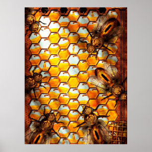 Steampunk - Apiary - bikupan Poster
