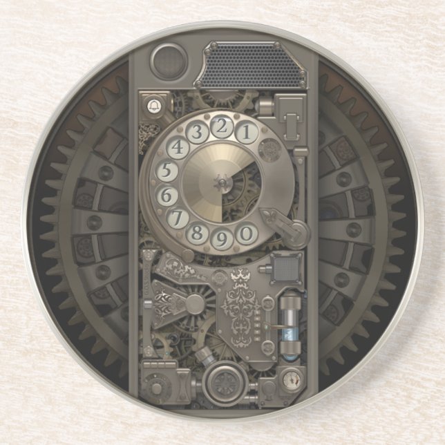 Steampunk apparat - telefon för roterande underlägg sandsten (Framsidan)