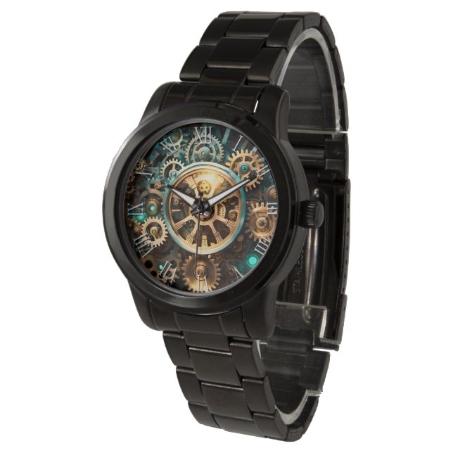 Steampunk Art cogs & Gears manar watch 4 Armbandsur (Vinklad)