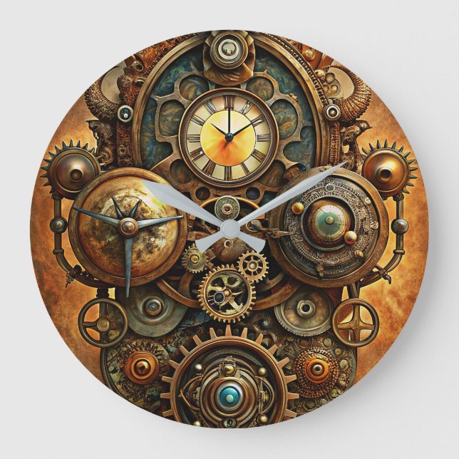 Steampunk Art Wall Clock Stor Klocka (Framsida)