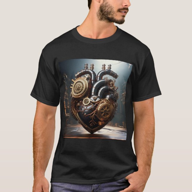 Steampunk Artificial Heart T Shirt (Framsida)