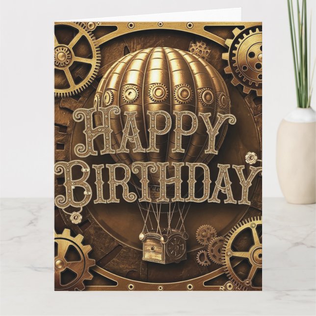 Steampunk Äventyr Birthday Design Kort (Framsida)