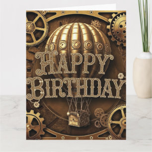 Steampunk Äventyr Birthday Design Kort