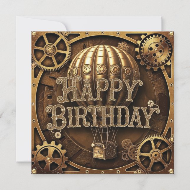 Steampunk Äventyr Birthday Design Kort (Framsida)