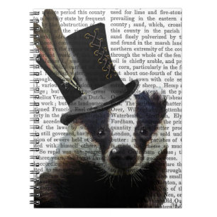 Steampunk Badger i Top hat Anteckningsbok Med Spiral