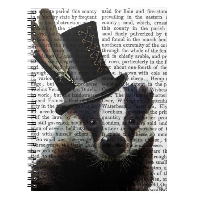 Steampunk Badger i Top hat Anteckningsbok Med Spiral (Framsidan)