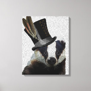 Steampunk Badger i Top hat Canvastryck