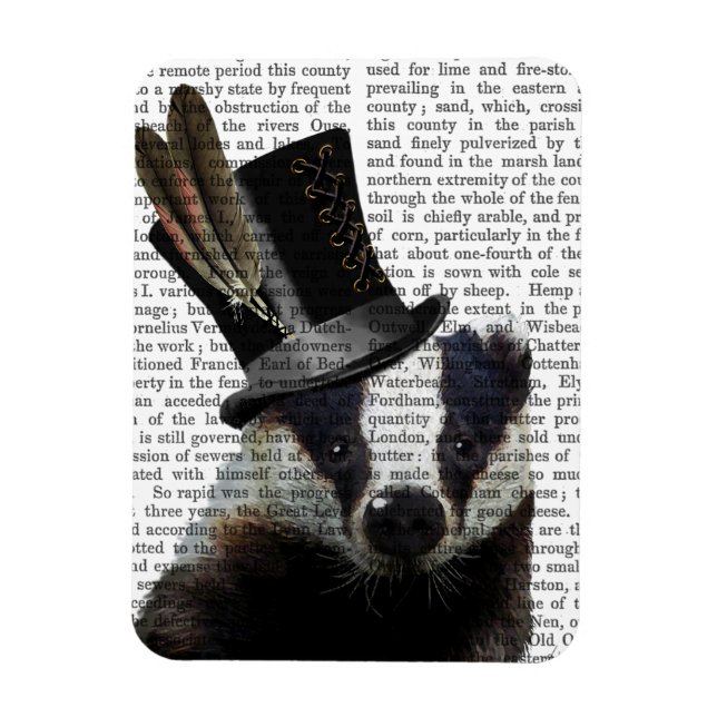Steampunk Badger i Top hat Magnet (Vertikal)