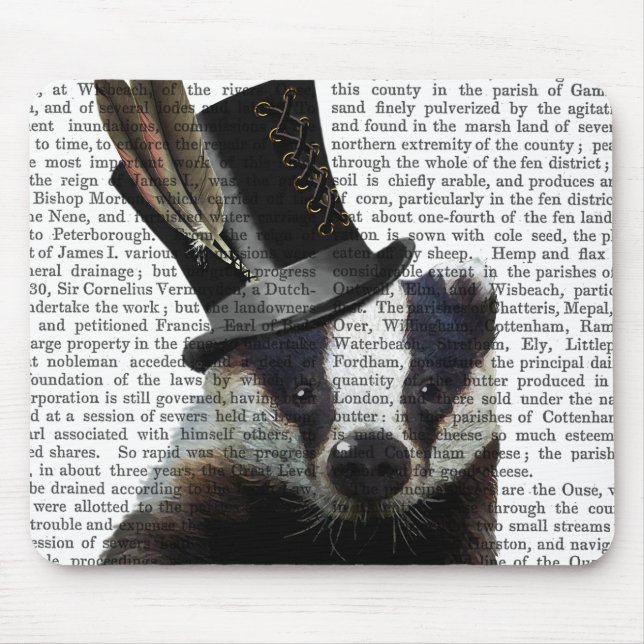 Steampunk Badger i Top hat Musmatta (Framsidan)