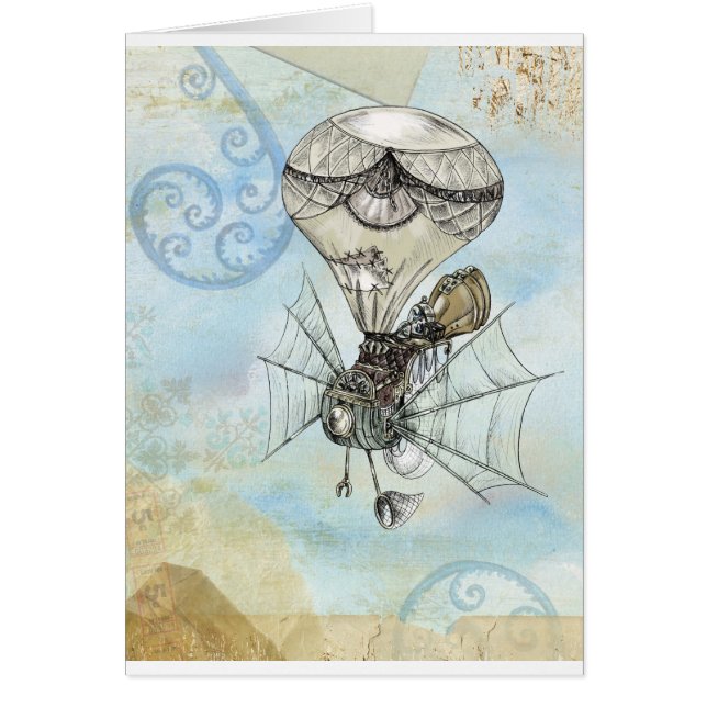 steampunk ballong hälsningskort (Framsidan)
