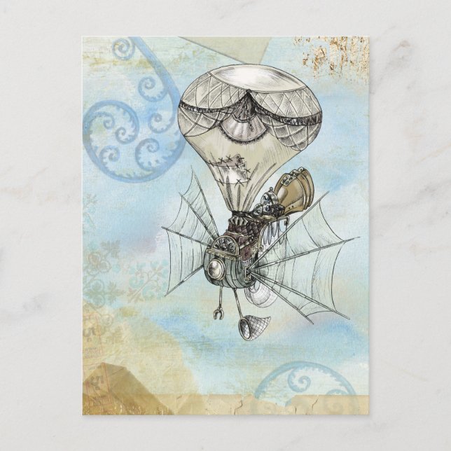 steampunk-ballong vykort (Framsida)