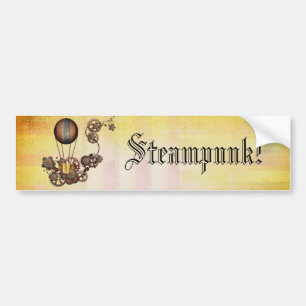Steampunk Balloon Antique Gult Bildekal