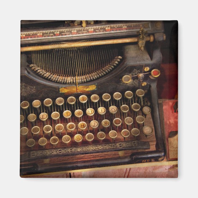 Steampunk - Bara en vanlig skrivmaskin Magnet (Framsidan)